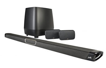 Polk Audio MagniFi MAX SR Höchstleistungsfähiges True 5.1 Soundbar-System für Heimkinos mit kabellosem Rear Surround-Sound 