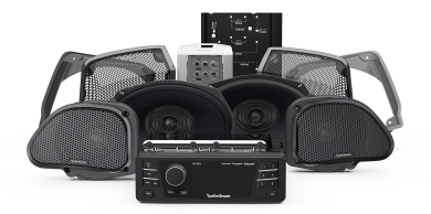 ROCKFORD FOSGATE Audio Komplett Set für Harley Davidson • Road Glide™/ Electra Glide™ (98-13, Shark Nose, FLTR) • Road Glide Custom™ (2012, Shark Nose, FLTRX) 